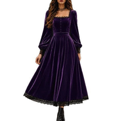 Midi Dress for Women with Square Neck and Puff Sleeves - 7 - Stylewhipped