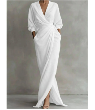 Maxi Dress Women V-Neck Wrap Design with Pockets - 7 - Stylewhipped