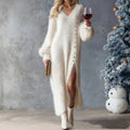 Maxi Dress Women’s V-Neck with Button Detail and Long Sleeves - 5 - Stylewhipped