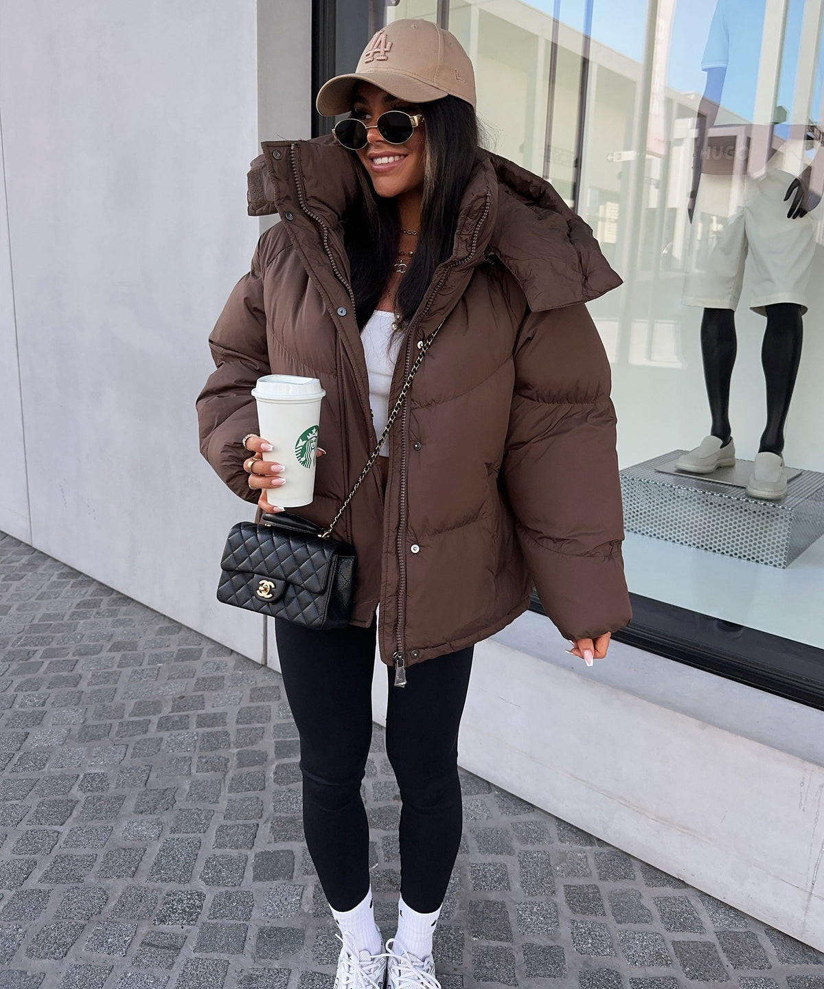 Puffer Jacket Women's Oversized Fit with Detachable Hood - 1 - Stylewhipped