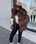 Puffer Jacket Women's Oversized Fit with Detachable Hood - 3 - Stylewhipped