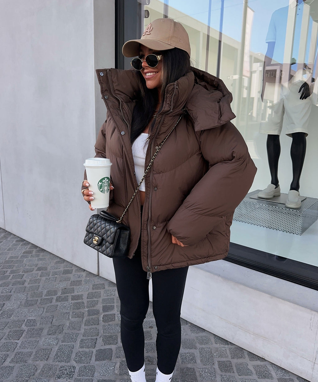 Puffer Jacket Women's Oversized Fit with Detachable Hood - 4 - Stylewhipped