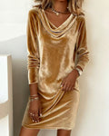 Cowl Neck Long Sleeve Dress for Women with Flattering Fit - 8 - Stylewhipped