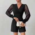Jumpsuit Women V-Neck with Puff Sleeves and Flattering Fit - 3 - Stylewhipped