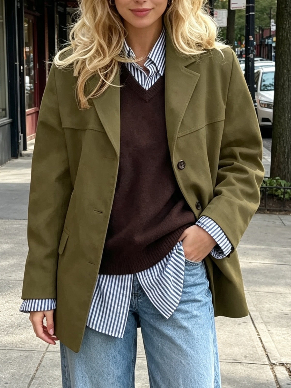 Blazer Women's Relaxed Fit with Button Closure and Oversized Silhouette - 1 - Stylewhipped