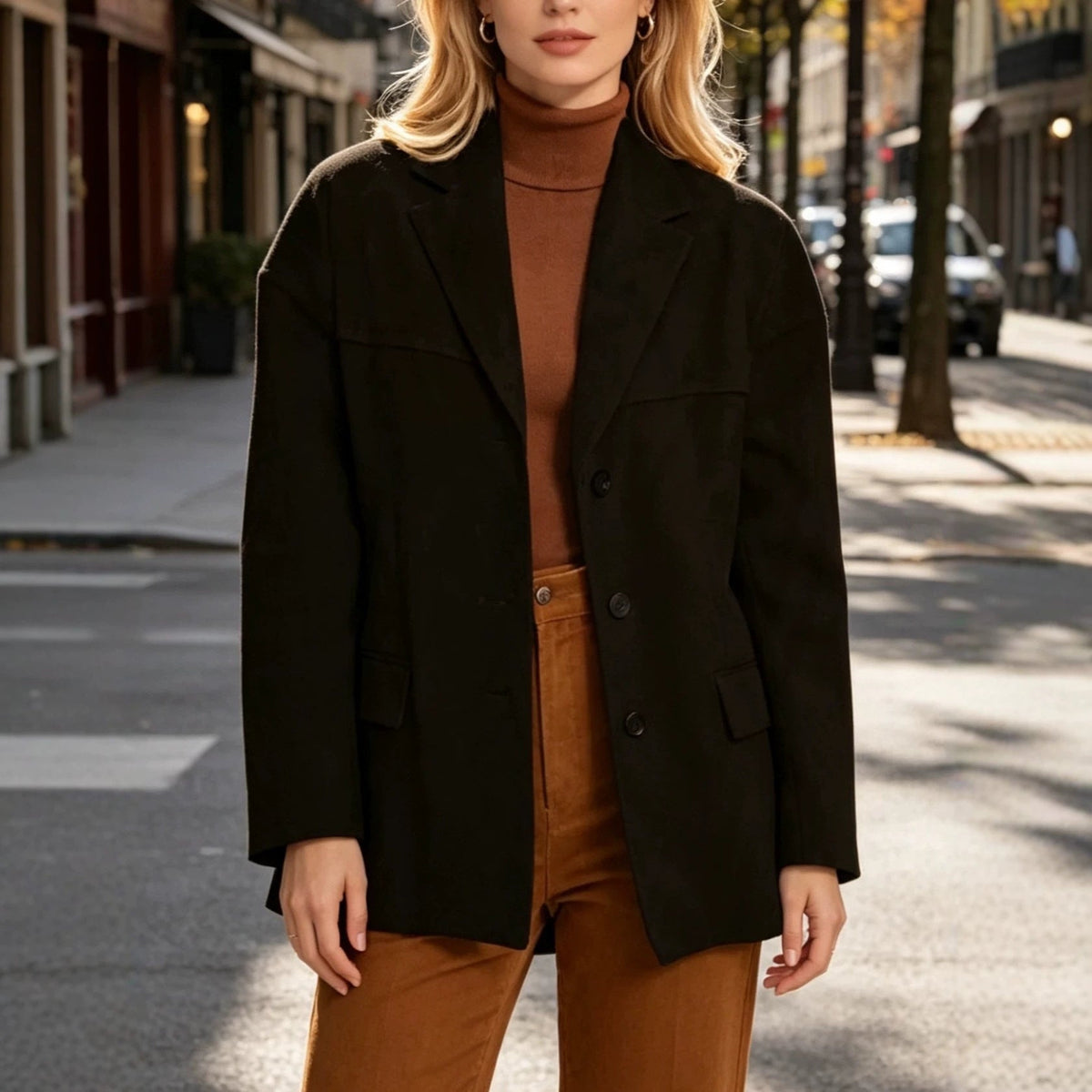 Blazer Women's Relaxed Fit with Button Closure and Oversized Silhouette - 3 - Stylewhipped