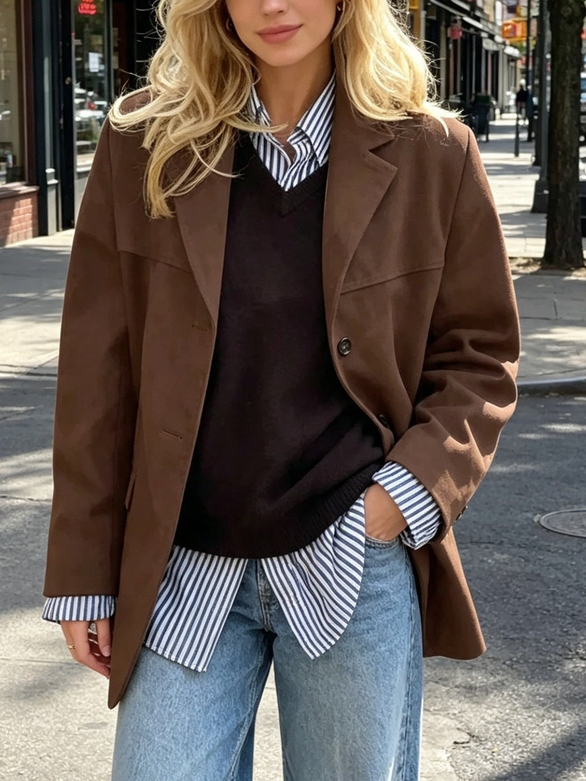 Blazer Women's Relaxed Fit with Button Closure and Oversized Silhouette - 5 - Stylewhipped