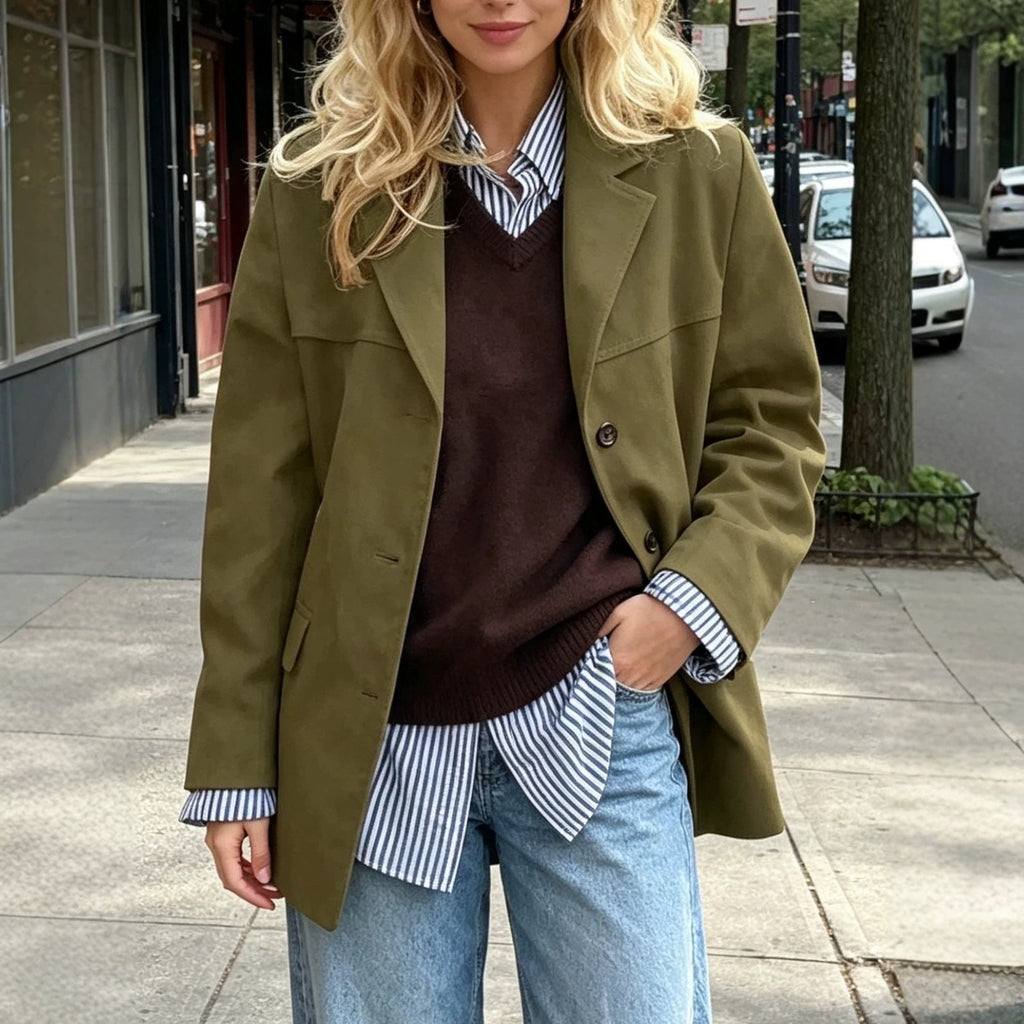 Blazer Women's Relaxed Fit with Button Closure and Oversized Silhouette - 6 - Stylewhipped