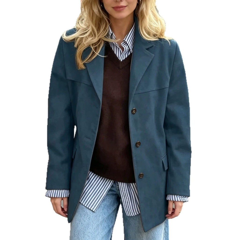 Blazer Women's Relaxed Fit with Button Closure and Oversized Silhouette - 8 - Stylewhipped