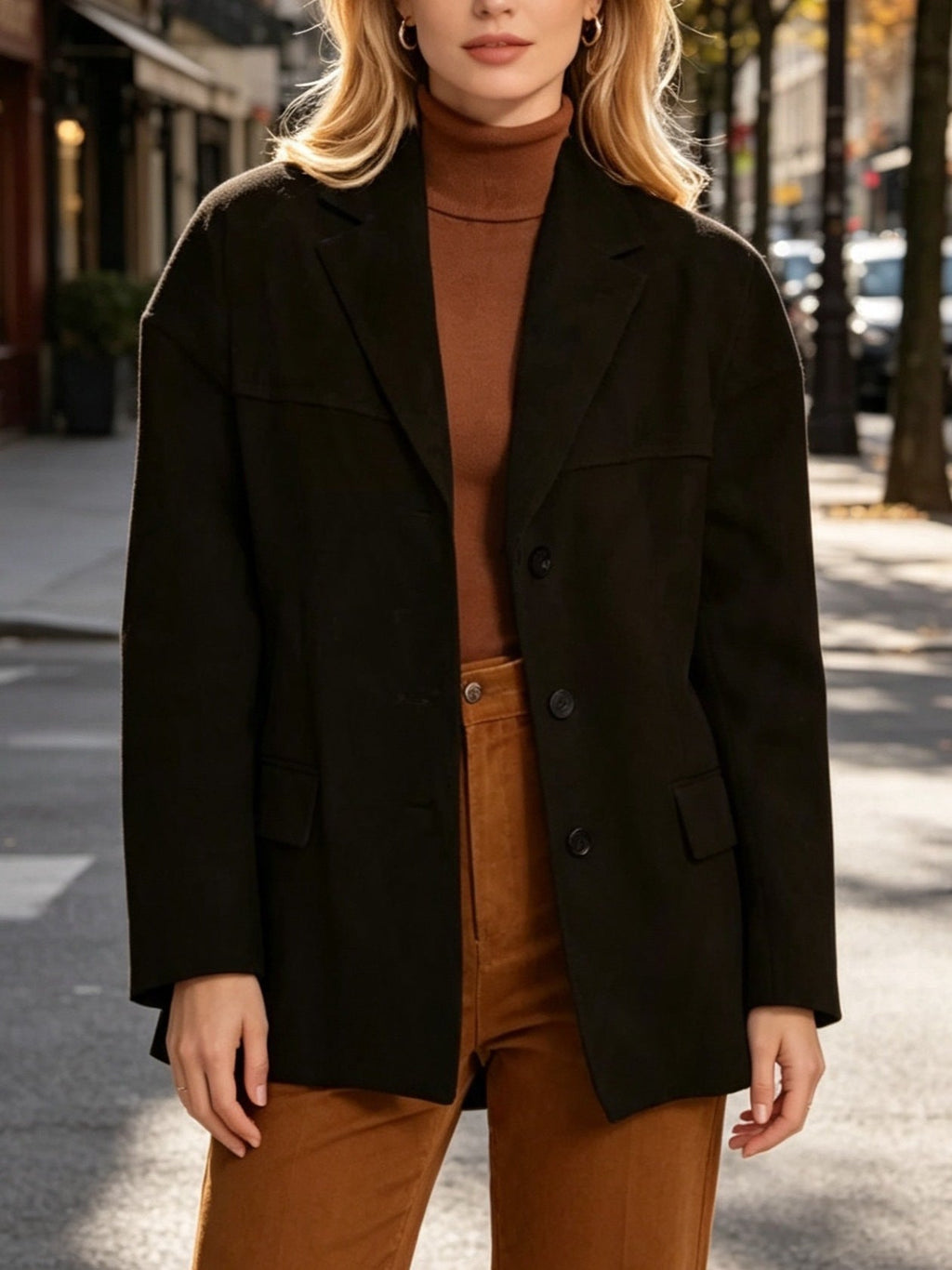 Blazer Women's Relaxed Fit with Button Closure and Oversized Silhouette - 10 - Stylewhipped