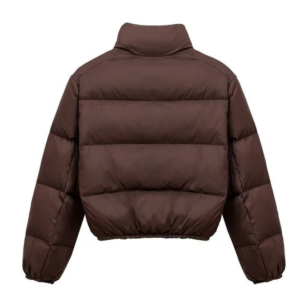 Puffer Jacket Women's Short Cut with High Collar and Zip Closure - 1 - Stylewhipped