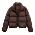 Puffer Jacket Women's Short Cut with High Collar and Zip Closure - 2 - Stylewhipped