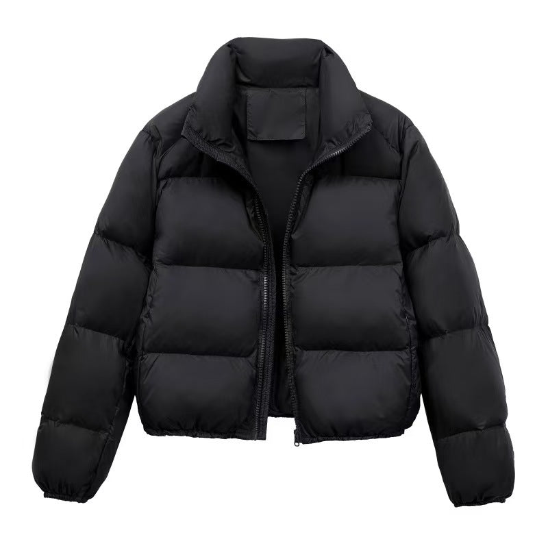 Puffer Jacket Women's Short Cut with High Collar and Zip Closure - 4 - Stylewhipped
