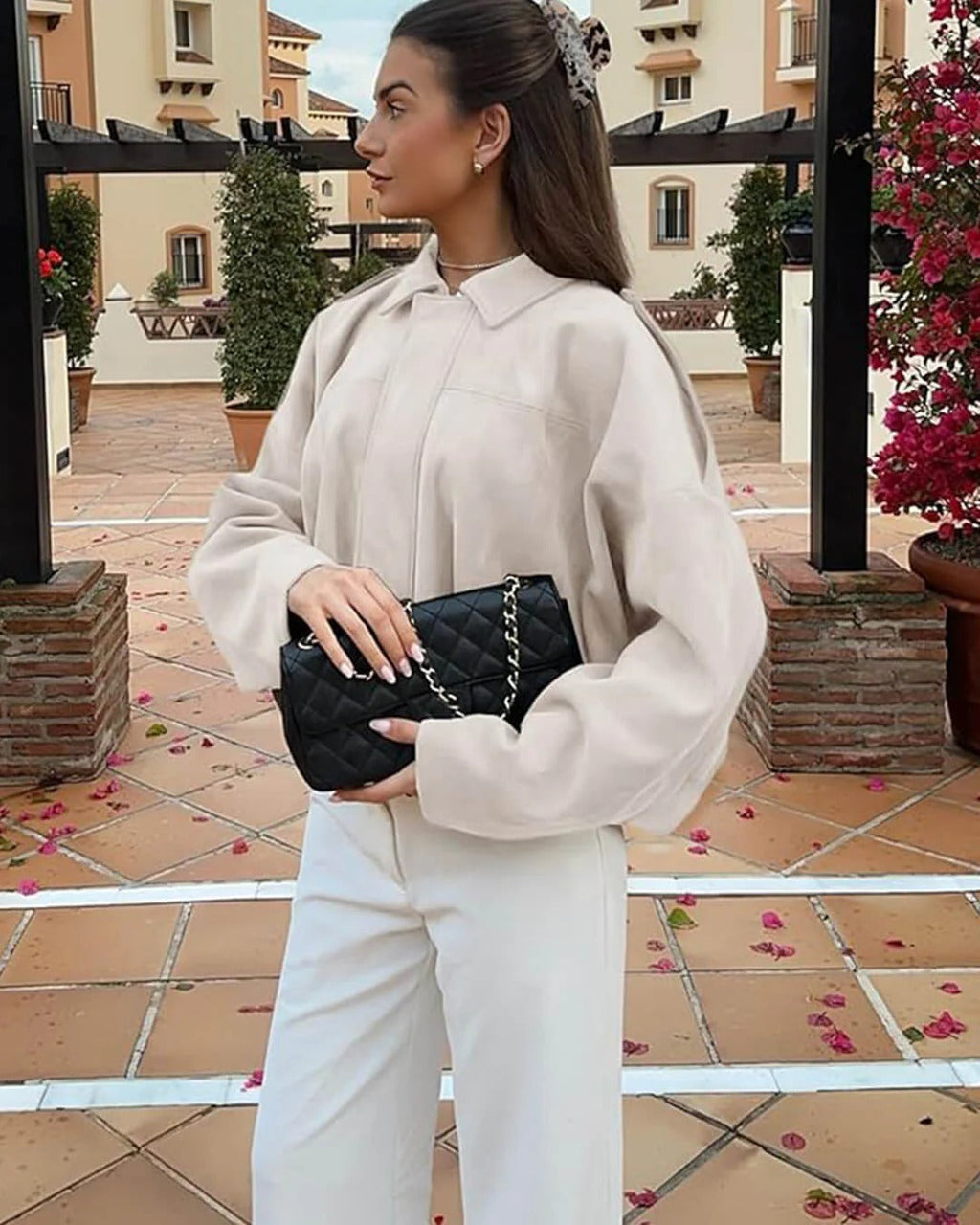 Oversized Women's Jacket with Structured Collar and Cropped Fit - 9 - Stylewhipped