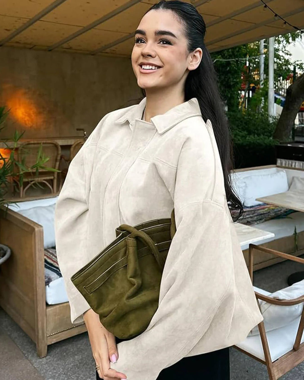 Oversized Women's Jacket with Structured Collar and Cropped Fit - 10 - Stylewhipped