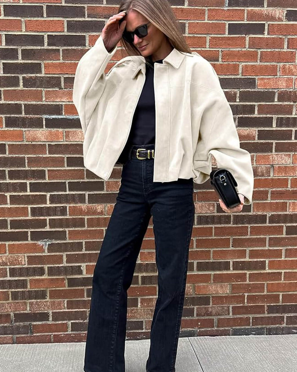 Oversized Women's Jacket with Structured Collar and Cropped Fit - 14 - Stylewhipped