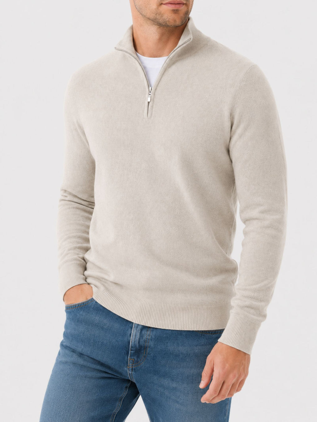 Half Zip Pullover Men's Classic Fit with Long Sleeves - 2 - Stylewhipped
