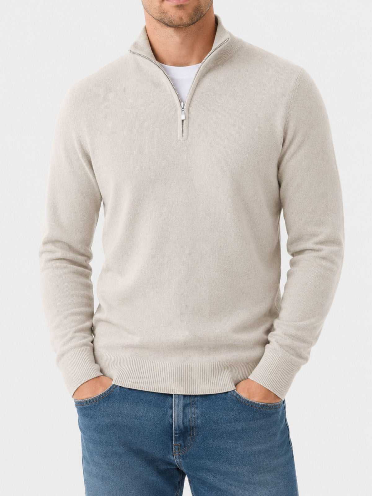 Half Zip Pullover Men's Classic Fit with Long Sleeves - 3 - Stylewhipped