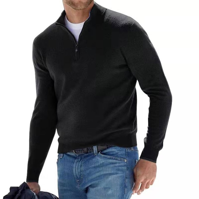 Half Zip Pullover Men's Classic Fit with Long Sleeves - 10 - Stylewhipped