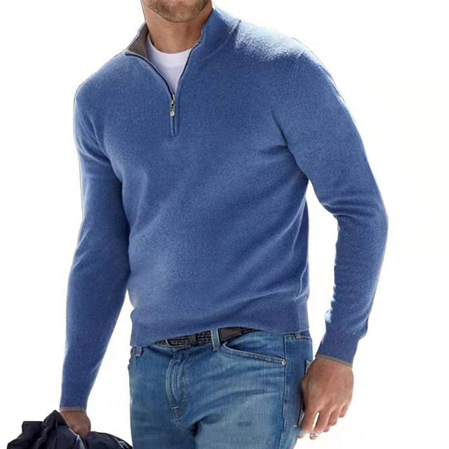 Half Zip Pullover Men's Classic Fit with Long Sleeves - 11 - Stylewhipped