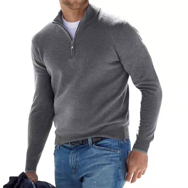 Half Zip Pullover Men's Classic Fit with Long Sleeves - 12 - Stylewhipped