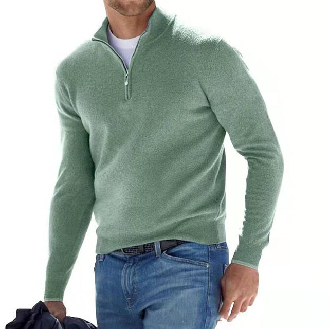 Half Zip Pullover Men's Classic Fit with Long Sleeves - 13 - Stylewhipped