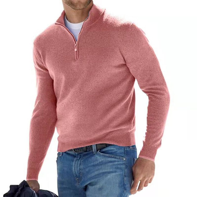 Half Zip Pullover Men's Classic Fit with Long Sleeves - 14 - Stylewhipped