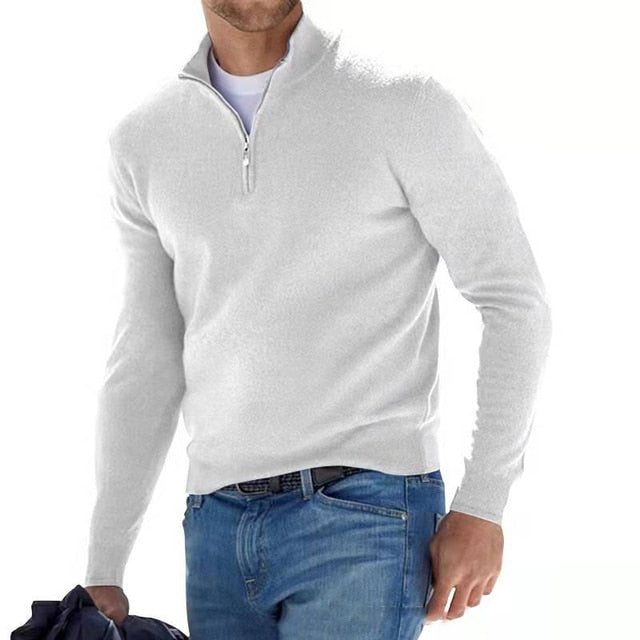 Half Zip Pullover Men's Classic Fit with Long Sleeves - 15 - Stylewhipped