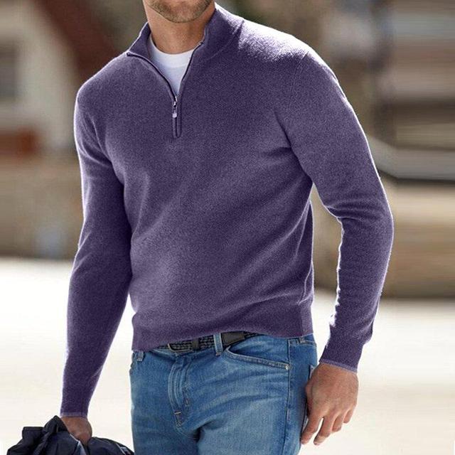 Half Zip Pullover Men's Classic Fit with Long Sleeves - 16 - Stylewhipped