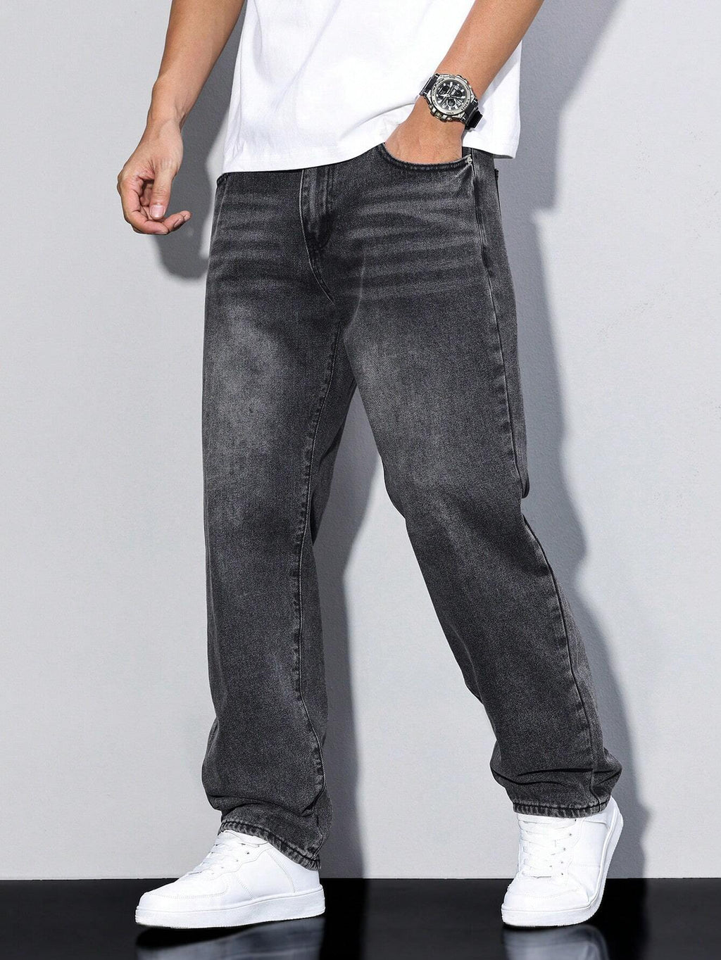 Men's Straight Cut Jeans with Natural Waist and Convenient Pockets - 3 - Stylewhipped
