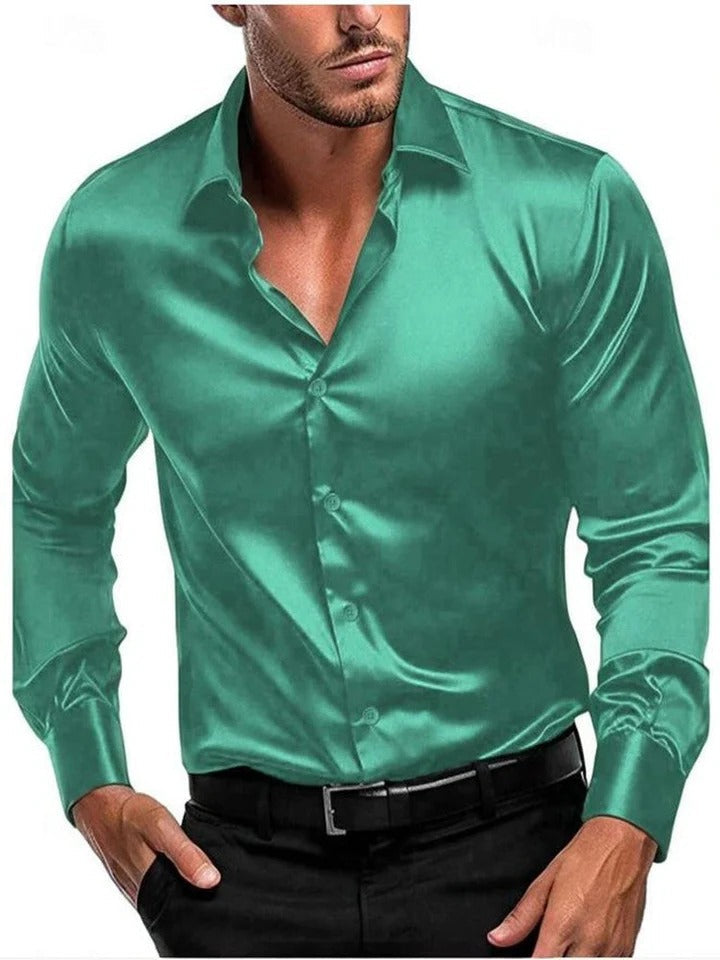 Shirt Men's Long Sleeve in Burgundy with Classic Collar - 5 - Stylewhipped