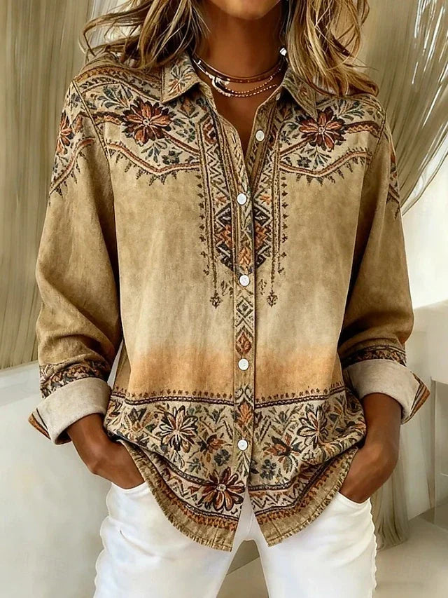 Floral Print Blouse for Women with Button Detail - 1 - Stylewhipped