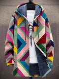Colourful Hooded Jacket for Women with Relaxed Fit and Geometric Pattern - 1 - Stylewhipped