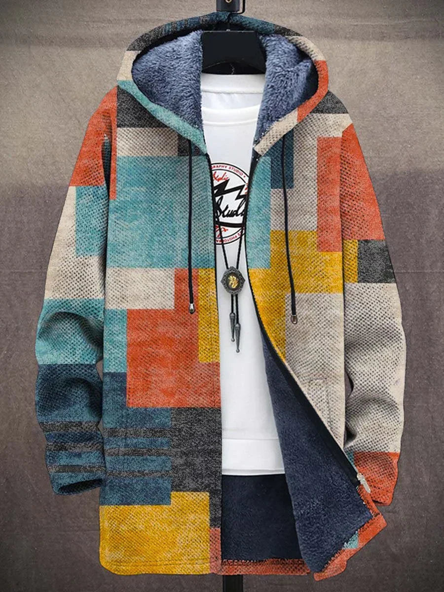 Colourful Hooded Jacket for Women with Relaxed Fit and Geometric Pattern - 3 - Stylewhipped