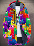 Hoodie for Women Featuring Colourful Cat Print and Relaxed Fit - 1 - Stylewhipped