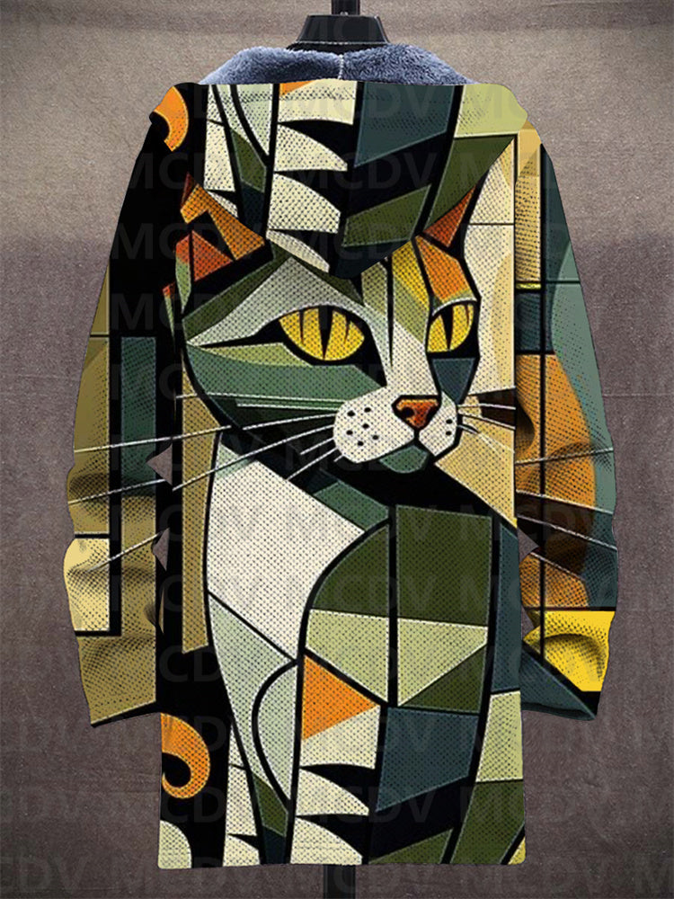 Artistic Cat Print Hoodie for Women with Long Sleeves and Comfortable Fit - 4 - Stylewhipped