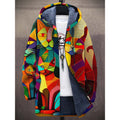 Colourful Cat Print Women's Coat with Hood and Relaxed Fit - 1 - Stylewhipped