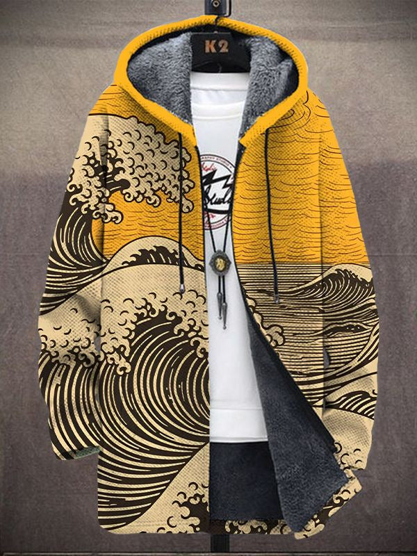 Hooded Jacket Women with Wave Print and Relaxed Fit - 1 - Stylewhipped