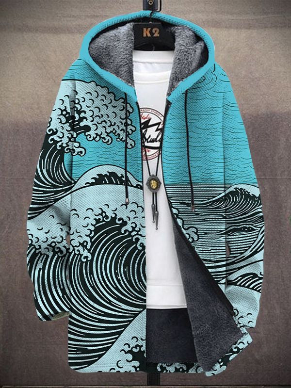Hooded Jacket Women with Wave Print and Relaxed Fit - 2 - Stylewhipped