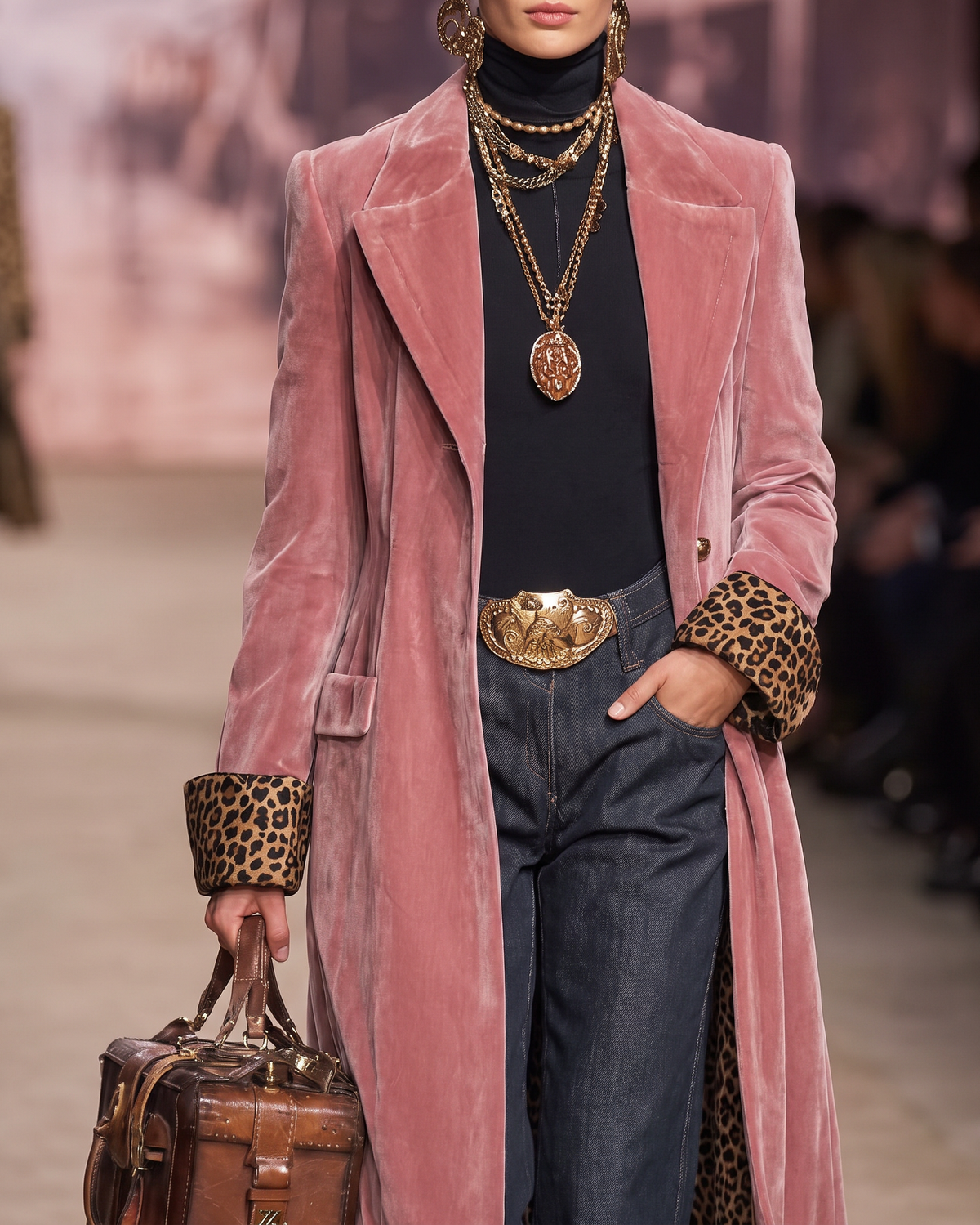 Elegant Women's Coat with Tailored Fit and Leopard Print Accents - 4 - Stylewhipped
