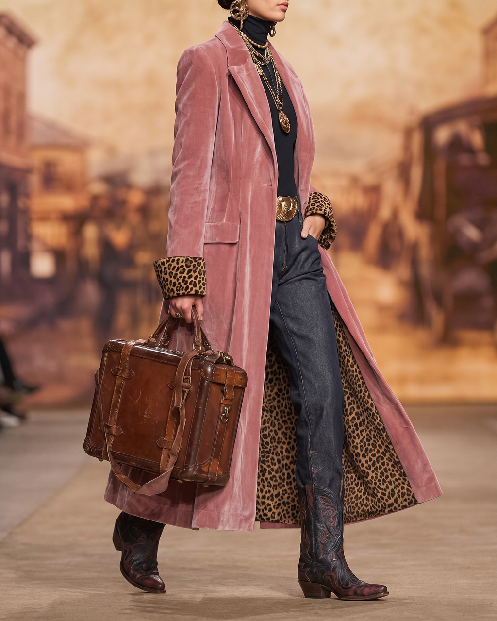 Elegant Women's Coat with Tailored Fit and Leopard Print Accents - 5 - Stylewhipped