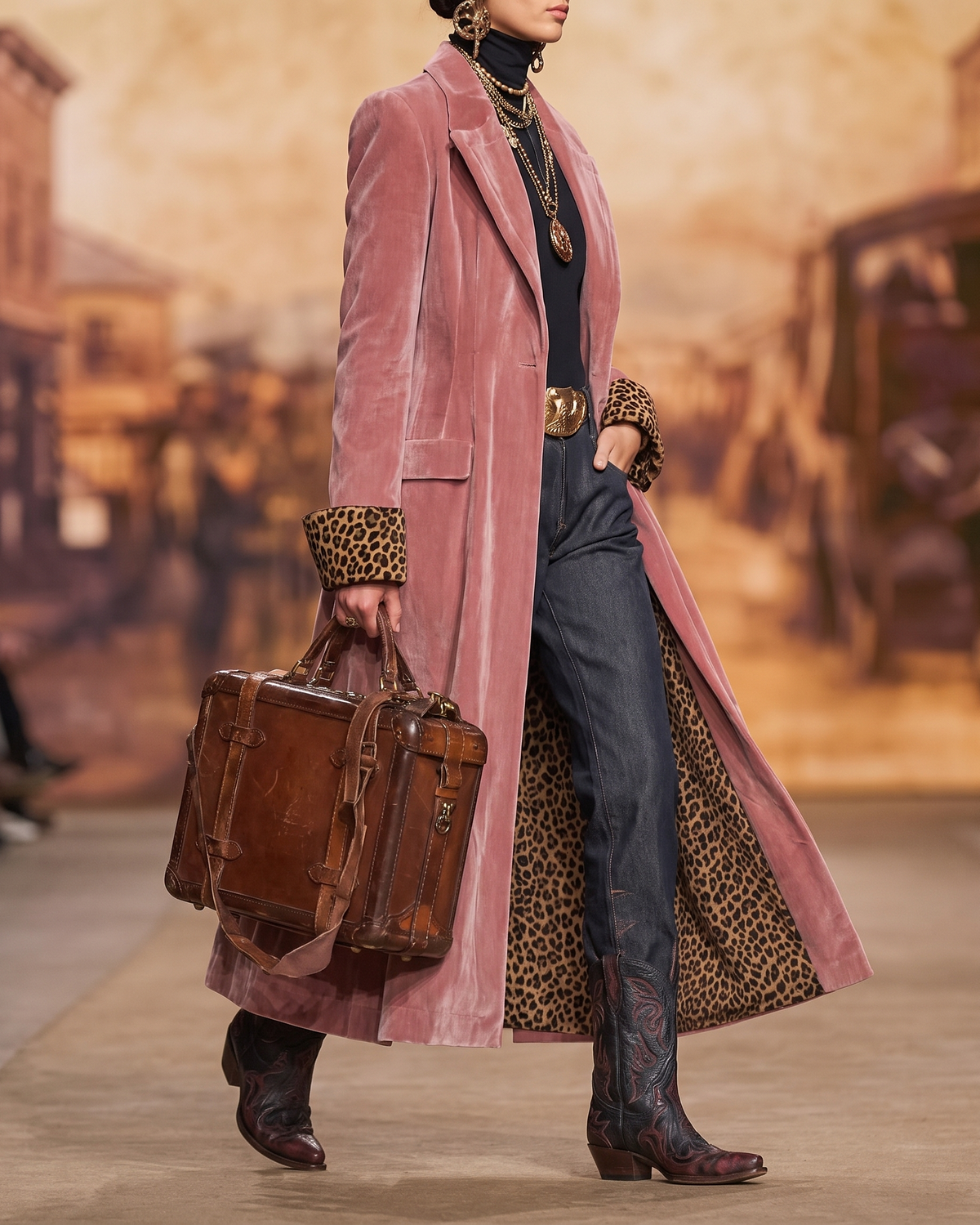 Elegant Women's Coat with Tailored Fit and Leopard Print Accents - 5 - Stylewhipped