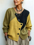 Asymmetrical Women's Pullover with Button Detail - 1 - Stylewhipped