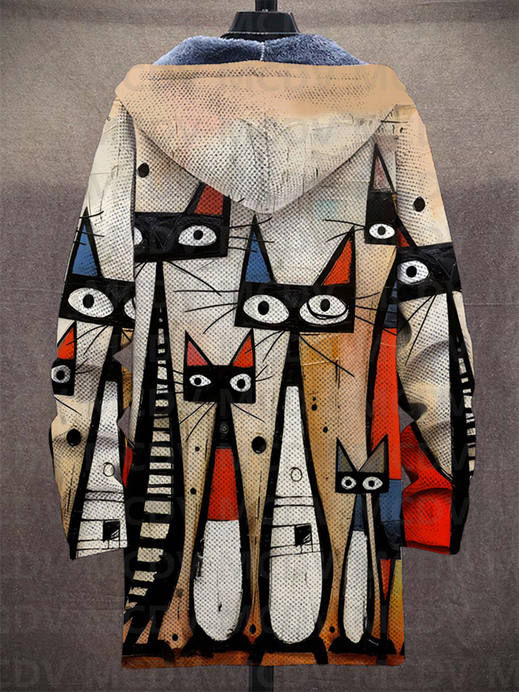 Women's Artistic Print Jacket with Hood and Relaxed Fit - 2 - Stylewhipped