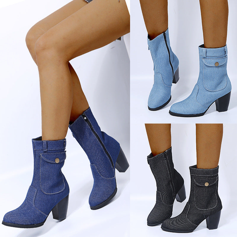 Chic Mid-Calf Boots for Women with Elegant Heels - 3 - Stylewhipped