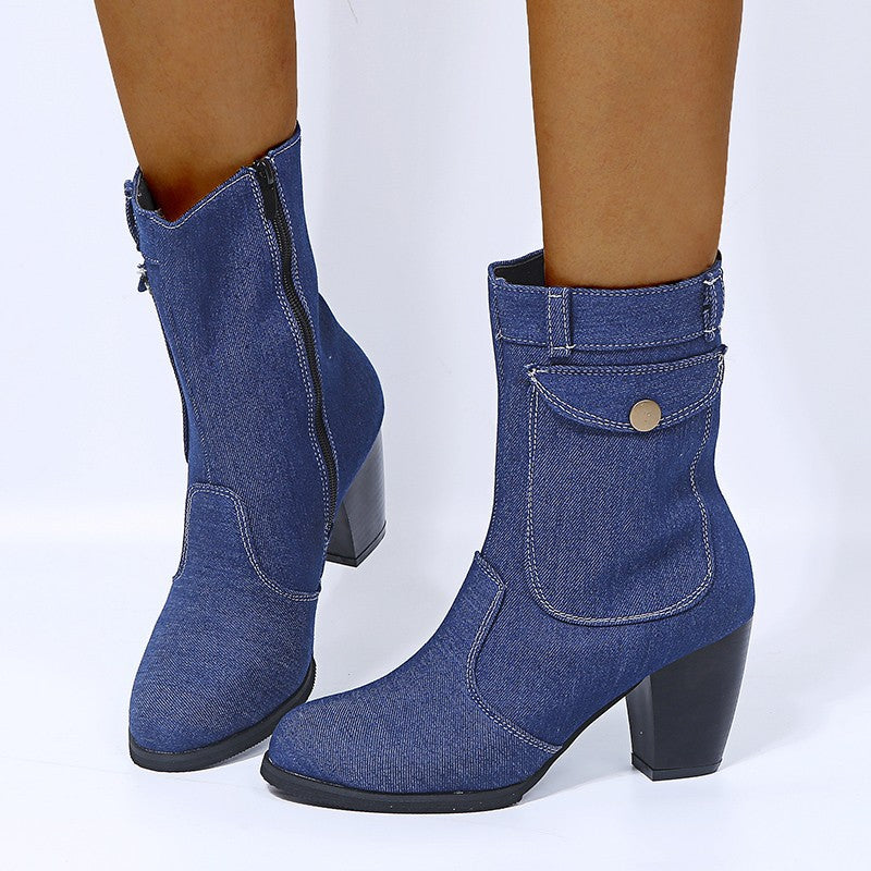 Chic Mid-Calf Boots for Women with Elegant Heels - 4 - Stylewhipped