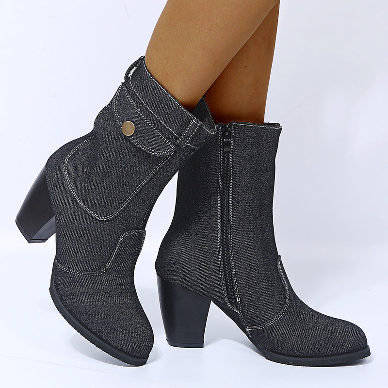 Chic Mid-Calf Boots for Women with Elegant Heels - 5 - Stylewhipped
