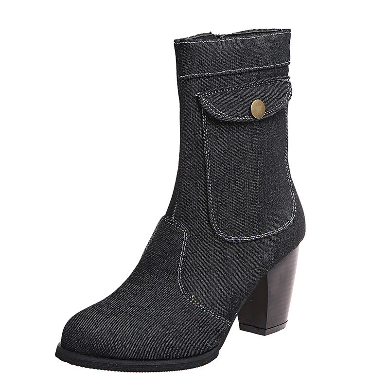 Chic Mid-Calf Boots for Women with Elegant Heels - 6 - Stylewhipped