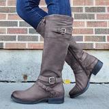 Chic Women's Knee-High Boots with Stylish Buckle Accents - 4 - Stylewhipped