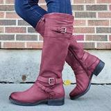 Chic Women's Knee-High Boots with Stylish Buckle Accents - 6 - Stylewhipped